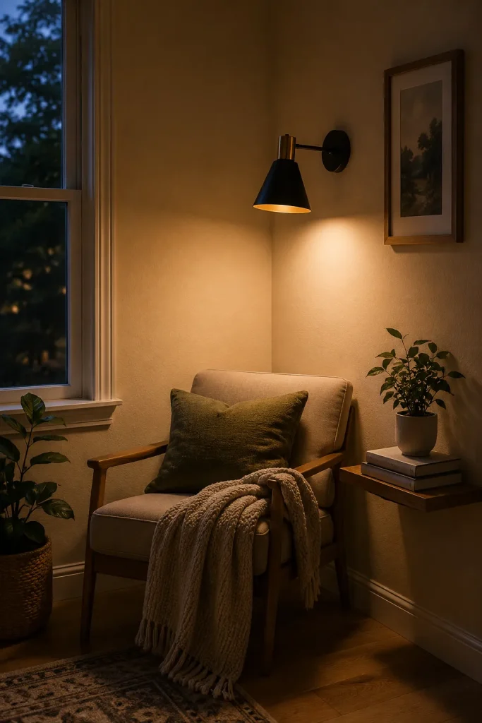 Modern wall mounted light fixtures in a clean room with matching hardware, warm bulbs, simple furniture, and uncluttered contemporary style.