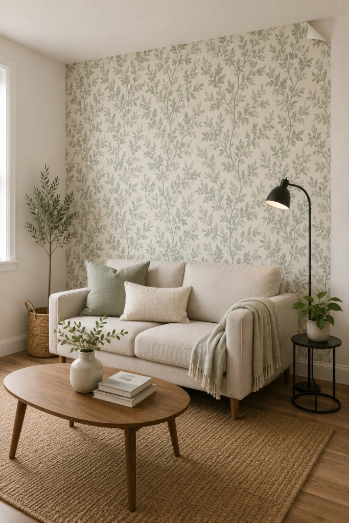 2. Use Removable Wallpaper on One Feature Wall — Removable wallpaper can add color and pattern without permanently repainting