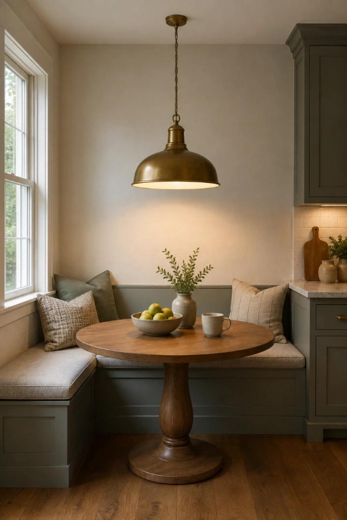 14. Install Lighting That Fits the Table — Breakfast nook lighting should be centered over the table rather than the entire