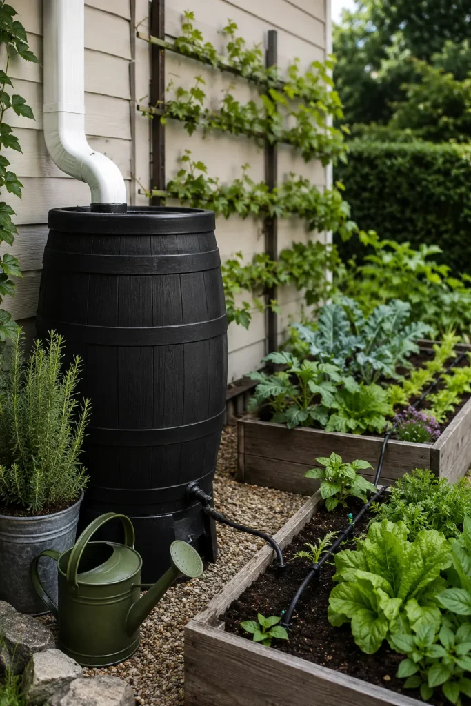 front yard vegetable garden at night with warm path lights, raised beds, porch lighting, herbs, leafy vegetables, and safe walkway lighting