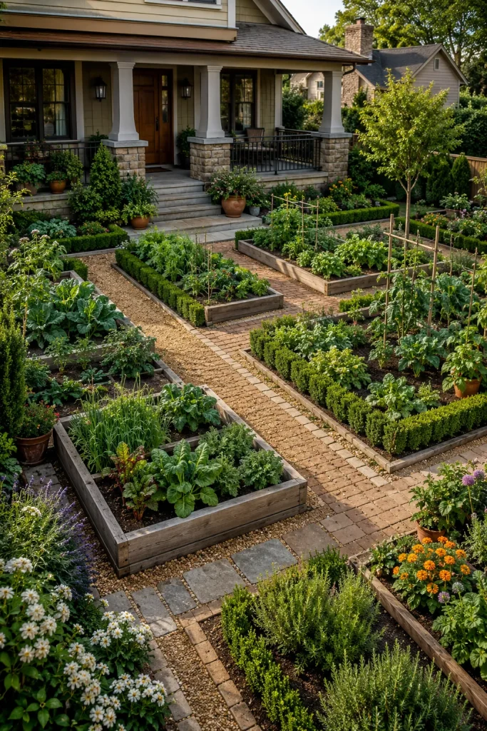 safe raised vegetable garden bed with clean soil, compost, mulch, wood bed frame, healthy greens, and no unsafe debris or treated scraps