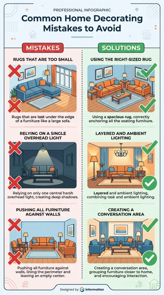A professional graphic showing common design errors on the left and their designer solutions on the right.