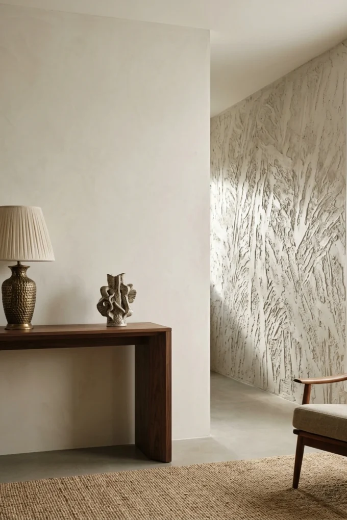 Wall texture with choose texture according to the room featuring texture changes significantly as light moves across it.
