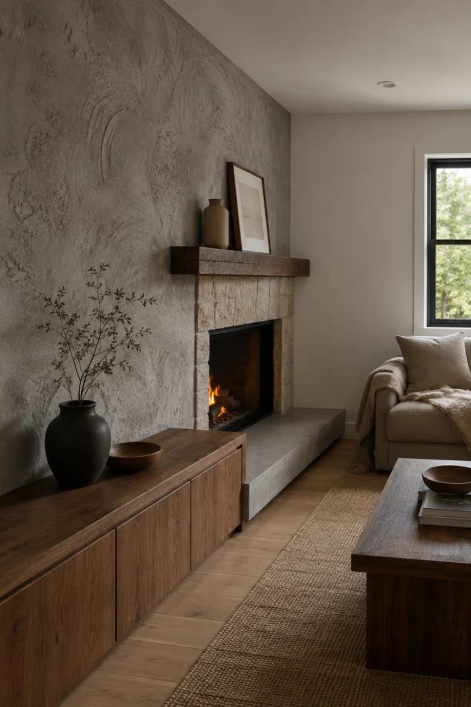 Wall texture with a living room wall feel intentional.