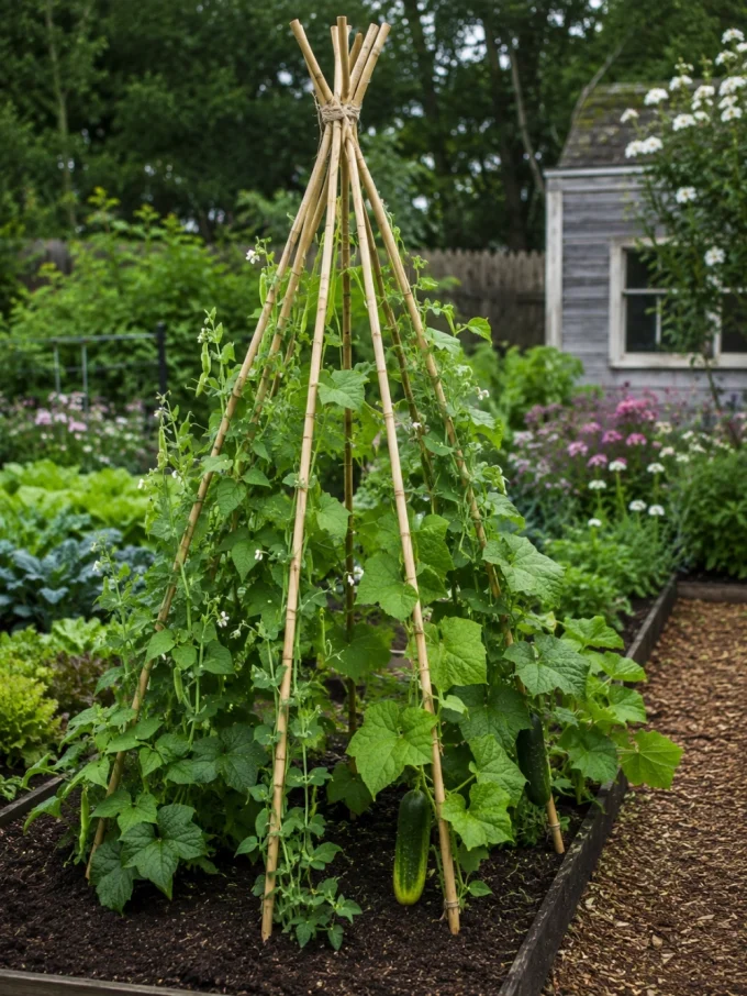 Diy trellis with a bamboo teepee trellis featuring wood tones, metal finishes, and best fit.