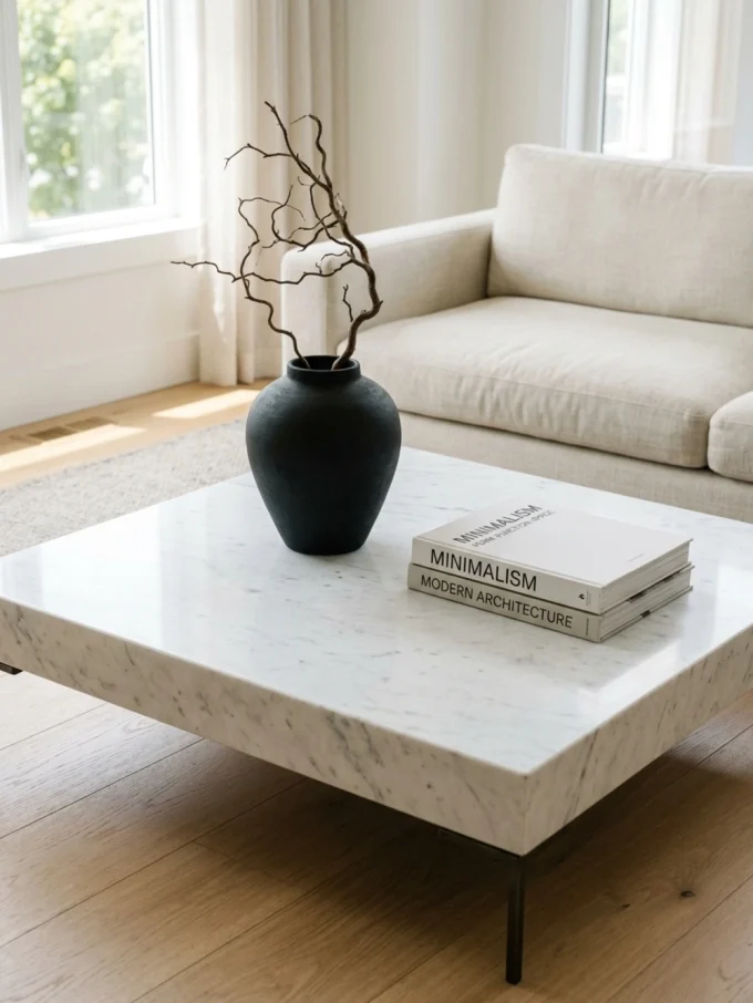 Embrace minimalist coffee table styling featuring your coffee table.