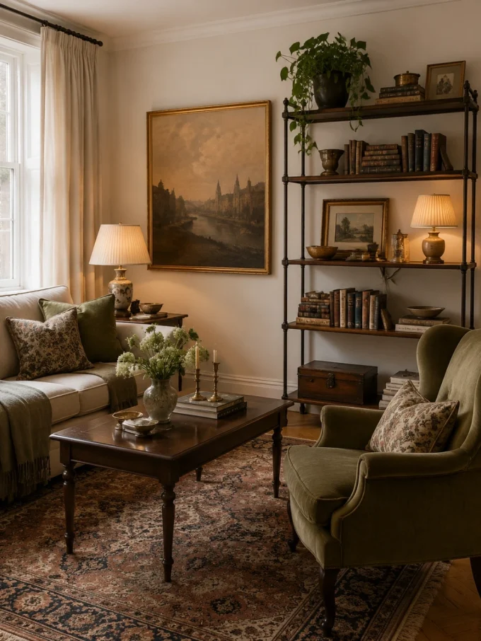 Old money living room with why it works featuring high ceilings.