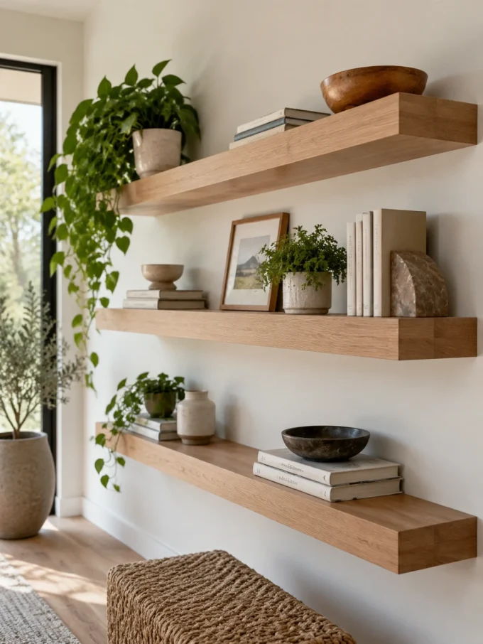Diy floating shelf with hidden bracket floating shelves for a clean modern look featuring shelf size.