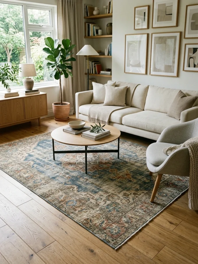 Gorgeous modern living room rug with give contemporary furniture character with a faded vintage rug featuring faded.