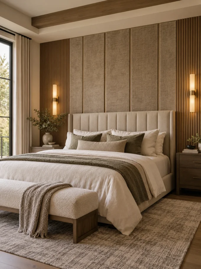 Luxury bedroom accent wall.
