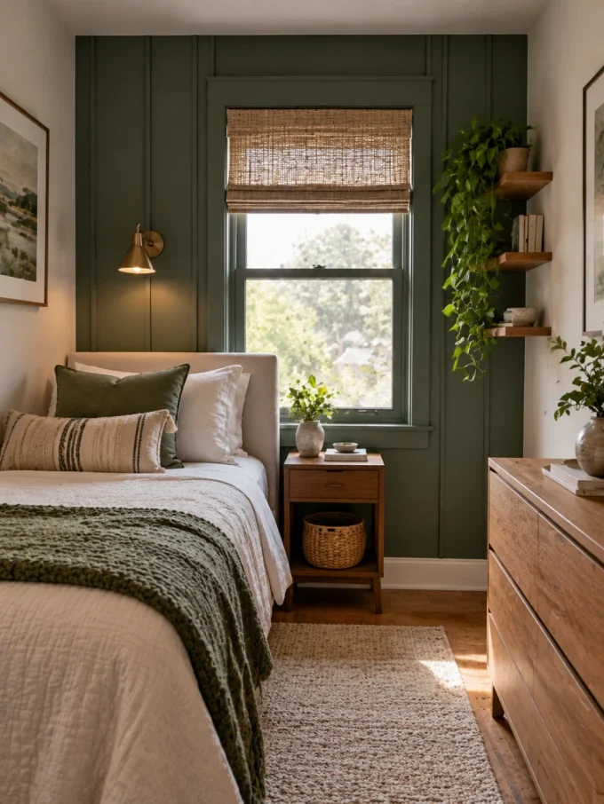 room accent wall with window.